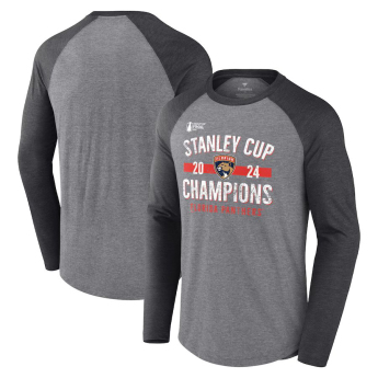 Pánské tričko Florida Panthers 2024 Stanley Cup Champions Throwback Tri-Blend Raglan Long Sleeve