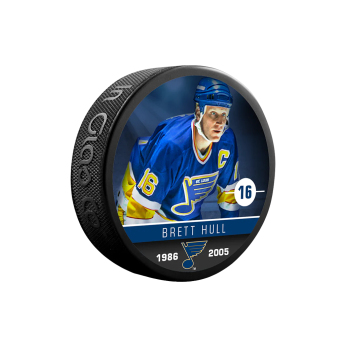 St. Louis Blues korong Brett Hull #16 Souvenir Collector Hockey Puck