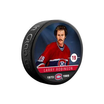 Montreal Canadiens korong Larry Robinson #19 Souvenir Collector Hockey Puck