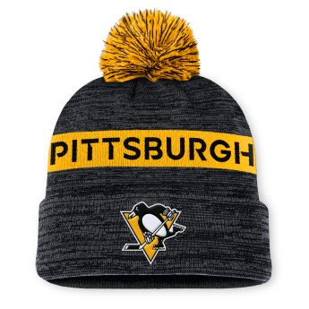 Pittsburgh Penguins téli sapka Authentic Pro Rink Beanie Cuff With POM